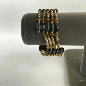 Magnetic Hematite‎ Beaded Cloisonné Wrap Bracelet